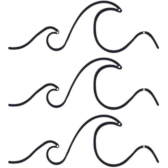 1 Set 3Pcs Wave Metal Wall Decor Black Wire Wall Art Iron Wall Signs Ocean Hanging Ornament Sculpture for Balcony Garden Home Coffee Bar Living Room Bedroom Seaside Decoration 11.93x4.21 Inch
