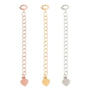 HOWO 1 Set 3pcs Pure Silver Necklace Bracelet Handchain Extension Chain Necklace Extender Jewelry Accessories for Jewleries Jewelry Shop (Golden, Silver + Rose Gold Heart Style 5.5cm)
