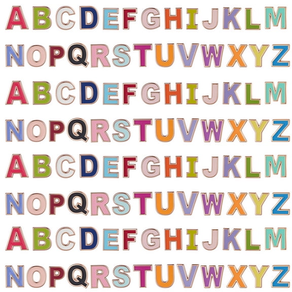 1 Set 4 Bags Alloy Enamel Alphabet Beads for Personalized Name Necklaces Making Letter A~Z Total: 26pcs/bag
