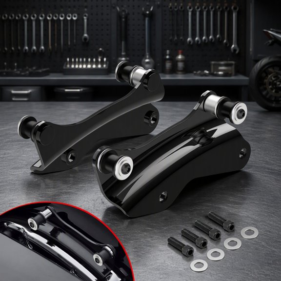 1 Set 4 Point Docking Hardware Kit Compatible with Touring Street Glide Electra Glide Road Road Glide 2014-2024, Black Steel Docking Points for Sissy Bar Luggage Rack Pack