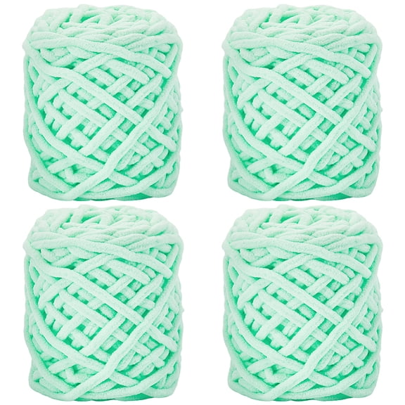 1 Set 4 Rolls Soft Crocheting Yarn Thick Knitting Yarn for Scarf Bag Cushion Making Aquamarine 0.28~0.31 inch(7~8mm) 49.21 Yards(45m)/Roll