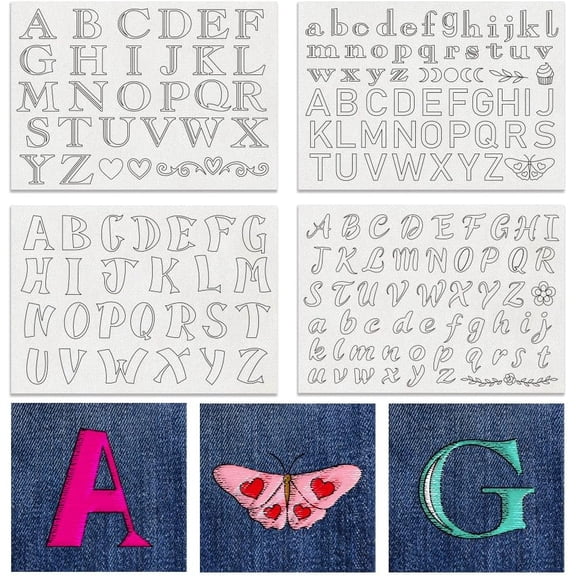 1 Set 4 Sheets 11.6x8.2 Inch Stick and Stitch Embroidery Patterns Non-woven Fabrics Water Soluble Embroidery Stabilizers Letter 297x210mmm