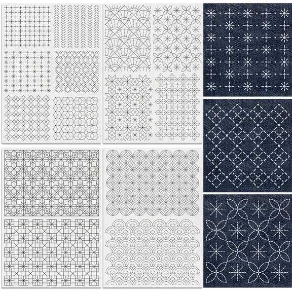 1 Set 4 Sheets 11.6x8.2 Inch Stick and Stitch Embroidery Patterns Non-woven Fabrics Water Soluble Mixed Shapes 297x210mmm
