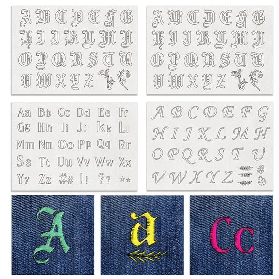 1 Set 4 Sheets 130PCS A-Z Alphabet Water Soluble Hand Sewing Stabilizers Gothic Letter Tear Away Embroidery Stabilizers for Embroidery Carves Shirts Coats Bags Towels