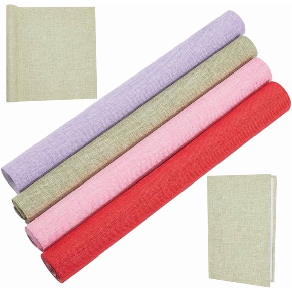1 Set 4 Sheets 4 Colors DIY Imitation Leather Fabric with Paper Back for Book Binding Velvet Box Making Mixed Color 300x1300mm 1 sheet/color for DIY