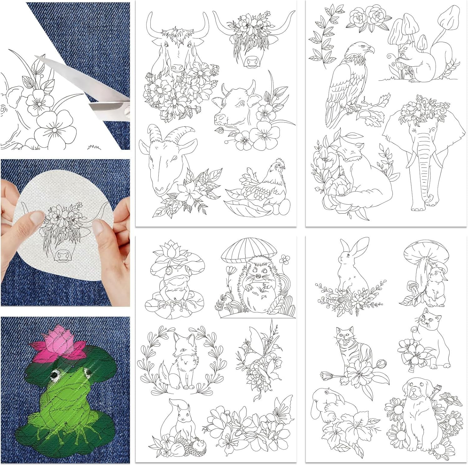 JSRQT 6 Sheets Printable Embroidery Patterns, Blank Water Soluble Embroidery Stabilizer Stick And Stitch Transfer Paper Hand Embroidery Supplies For Hand Machine Embroidery 8 3 X 11 Inches White