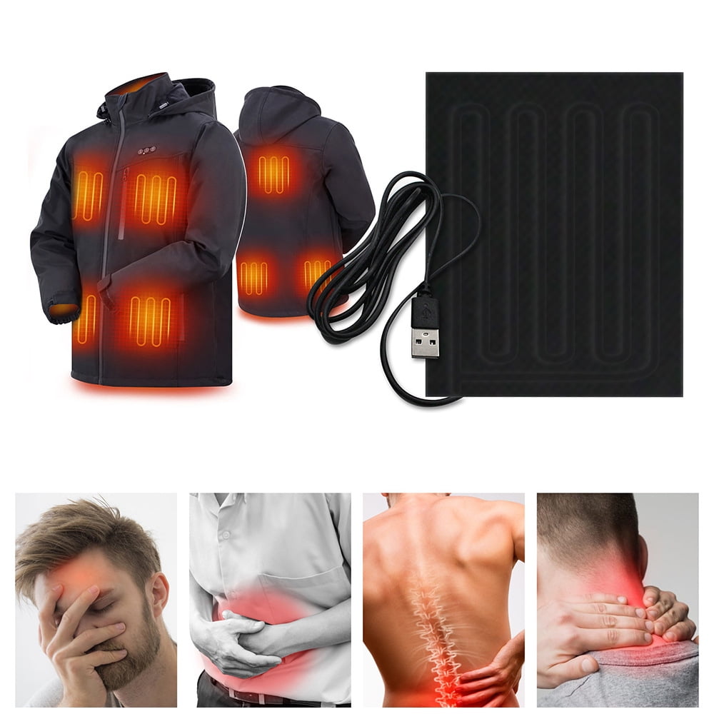 1 Set 4 in 1 USB Electric Heated Jacket Heating Pad Outdoor Themal Warm