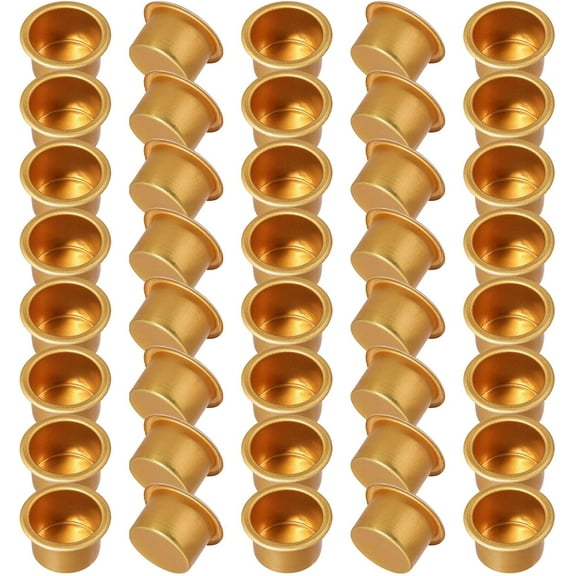 1 Set 40 Pcs Metal Candle Inserts Mini Candle Cups Holders Candlestick Liners Holder Drip Protector Catchers Votive Inserts for DIY Woodworking Lamp Making Craft Christmas Party