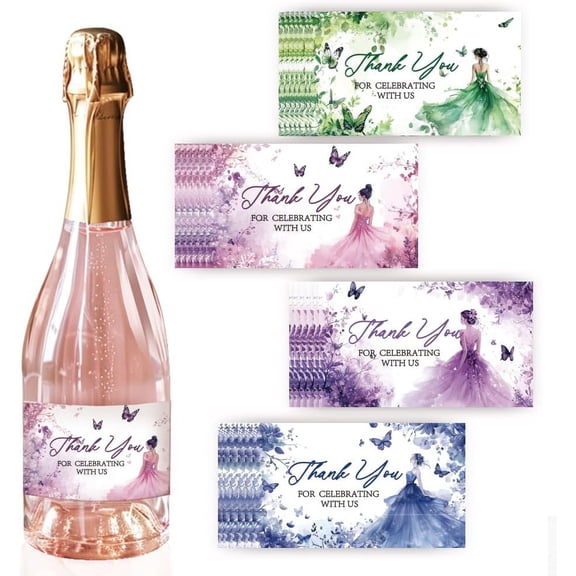 1 Set 40 Sheets Heart Theme Coated Paper Adhesive Sticker Wine Bottle Adhesive Label Rectangle Human 90x50mm