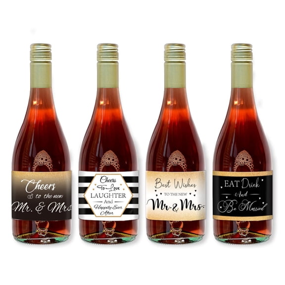 1 Set 40 Sheets Heart Theme Coated Paper Adhesive Sticker Wine Bottle Adhesive Label Rectangle Word 90x50mm for DIY