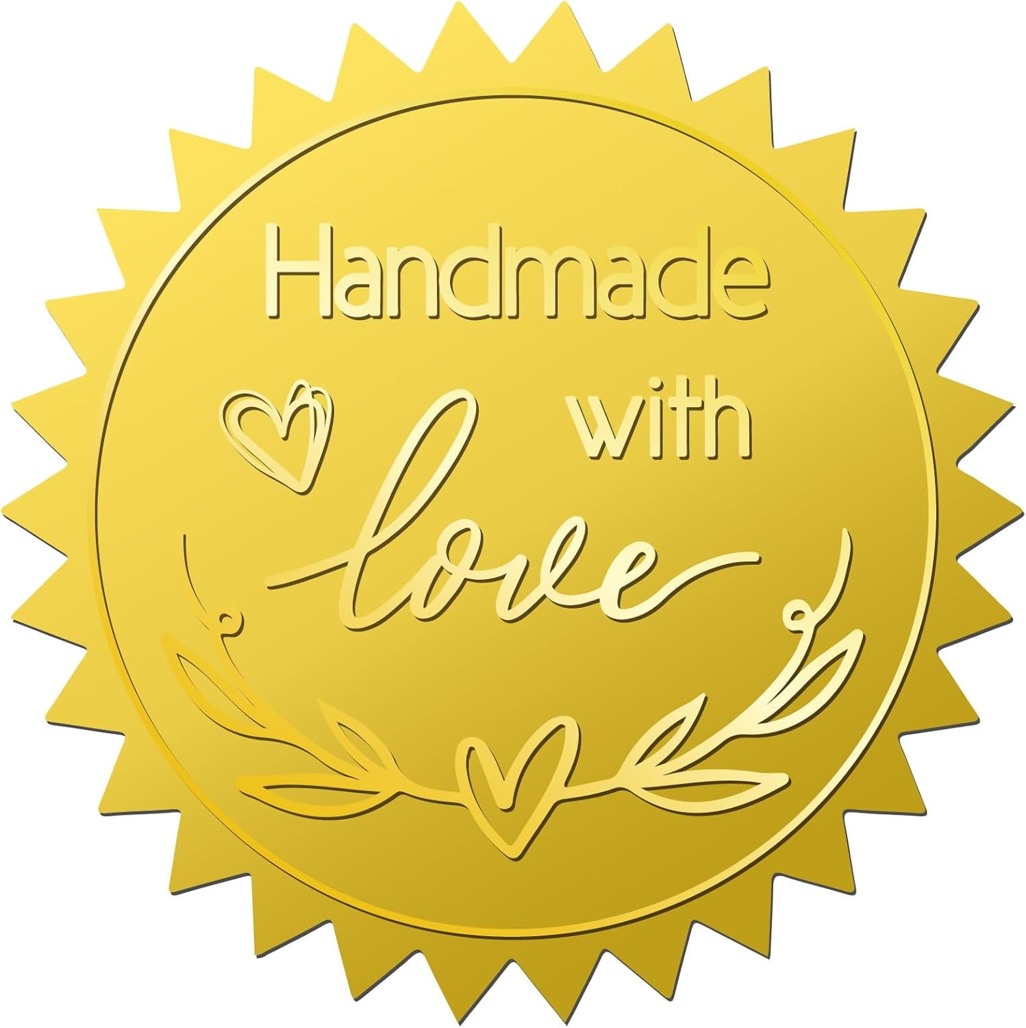 1 Set 408pcs 2 Inch Handmade with Love Gold Embossed Envelope Seals Stickers Heart Round Gold Foil Stickers Self Adhesive Stickers Medal Decoration Label for Valentine's Day Gift Packaging