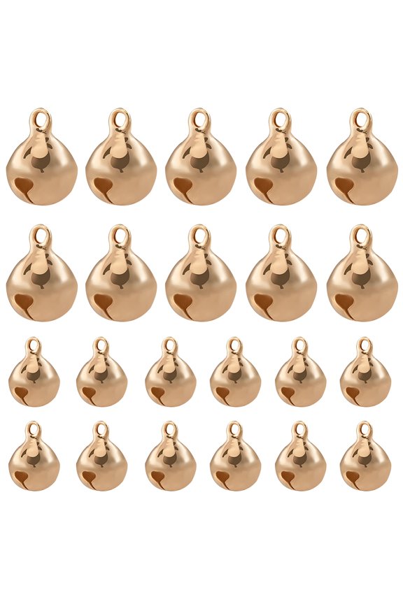1 Set 40Pcs 2 Styles Brass Bell Charms Real 18K Gold Plated 9~13.5x6~10mm Hole: 1.5~1.8mm 20pcs/style