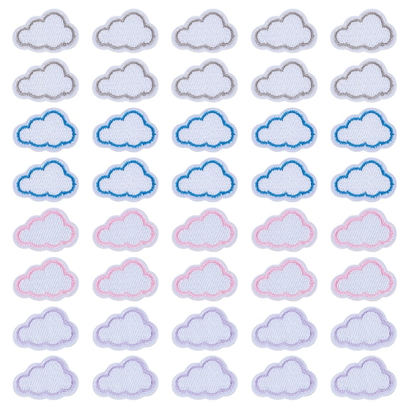 1 Set 40Pcs 4 Colors Polyester Cloth Patches Cloud Mixed Color 23x33.5x2mm 10pcs/color
