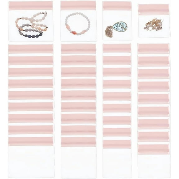 1 Set 40Pcs 4 Styles Plastic Self-Adhesive Packing Bags Mailing Bags Rectangle Pink 8~11x7~11.7x0.25mm 10pcs/style