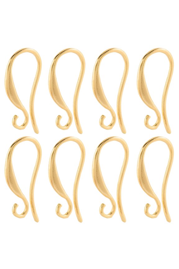 1 Set 40Pcs Brass Earring Hooks Cadmium Free & Lead Free Real 24K Gold Plated 20 Gauge 14x14.5x0.8mm Hole: 1.6mm Pin: 0.8mm