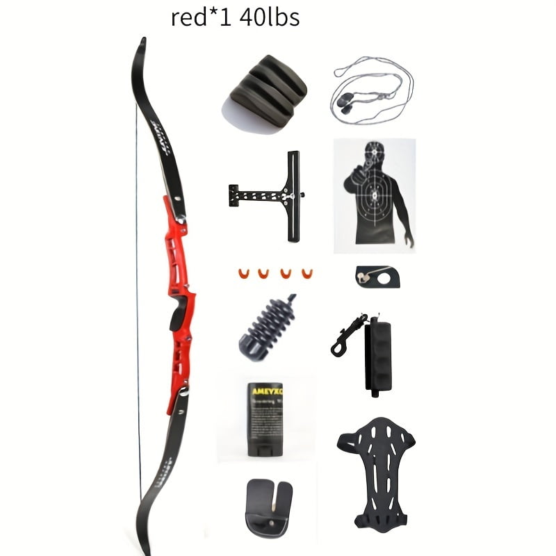 1 Set 40lbs Aluminum Alloy Recurve Bow for Archery Competition, Outdoor Hunting and Shooting - Recurve Bow Kit, Target Practice, Lightweight Design, Durable Construction, Precision Engineering