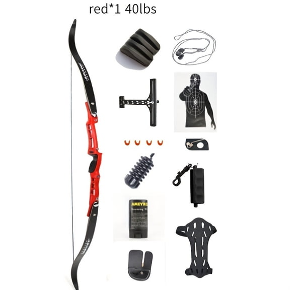 1 Set 40lbs Aluminum Alloy Recurve Bow for Archery Competition, Outdoor Hunting and Shooting - Recurve Bow Kit, Target Practice, Lightweight Design, Durable Construction, Precision Engineering