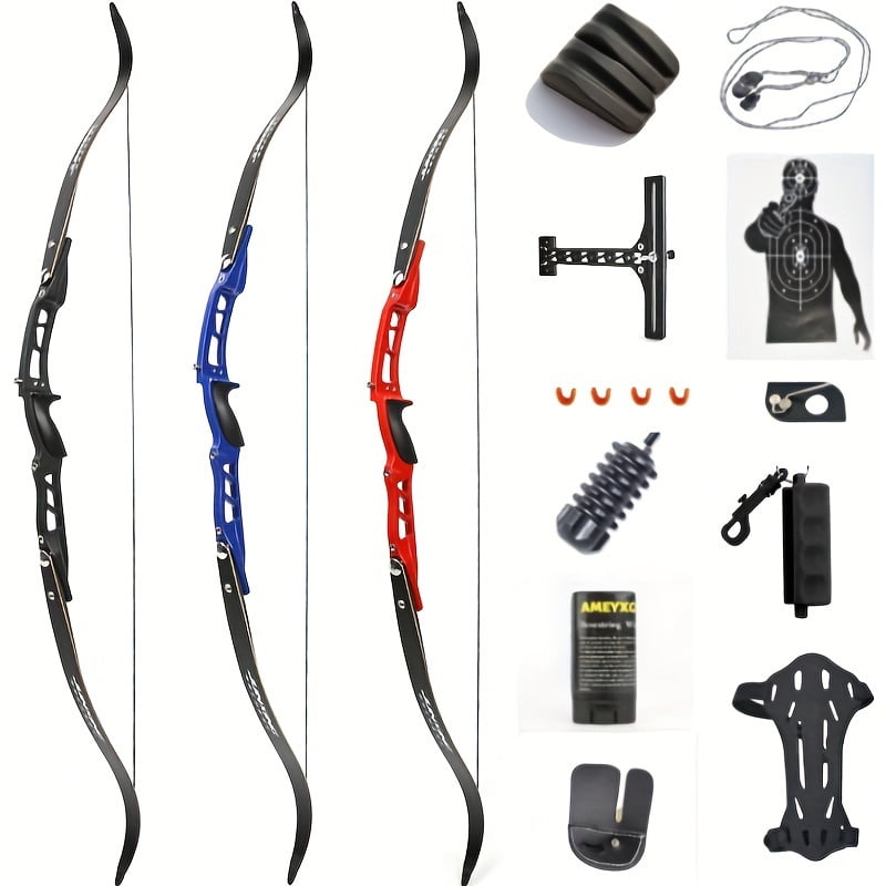 1 Set 40lbs Aluminum Alloy Recurve Bow for Archery Competition, Outdoor Hunting and Shooting - Recurve Bow Kit, Target Practice, Lightweight Design, Durable Construction, Precision Engineering