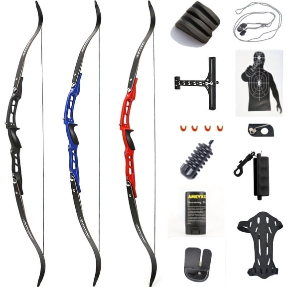 1 Set 40lbs Aluminum Alloy Recurve Bow for Archery Competition, Outdoor Hunting and Shooting - Recurve Bow Kit, Target Practice, Lightweight Design, Durable Construction, Precision Engineering