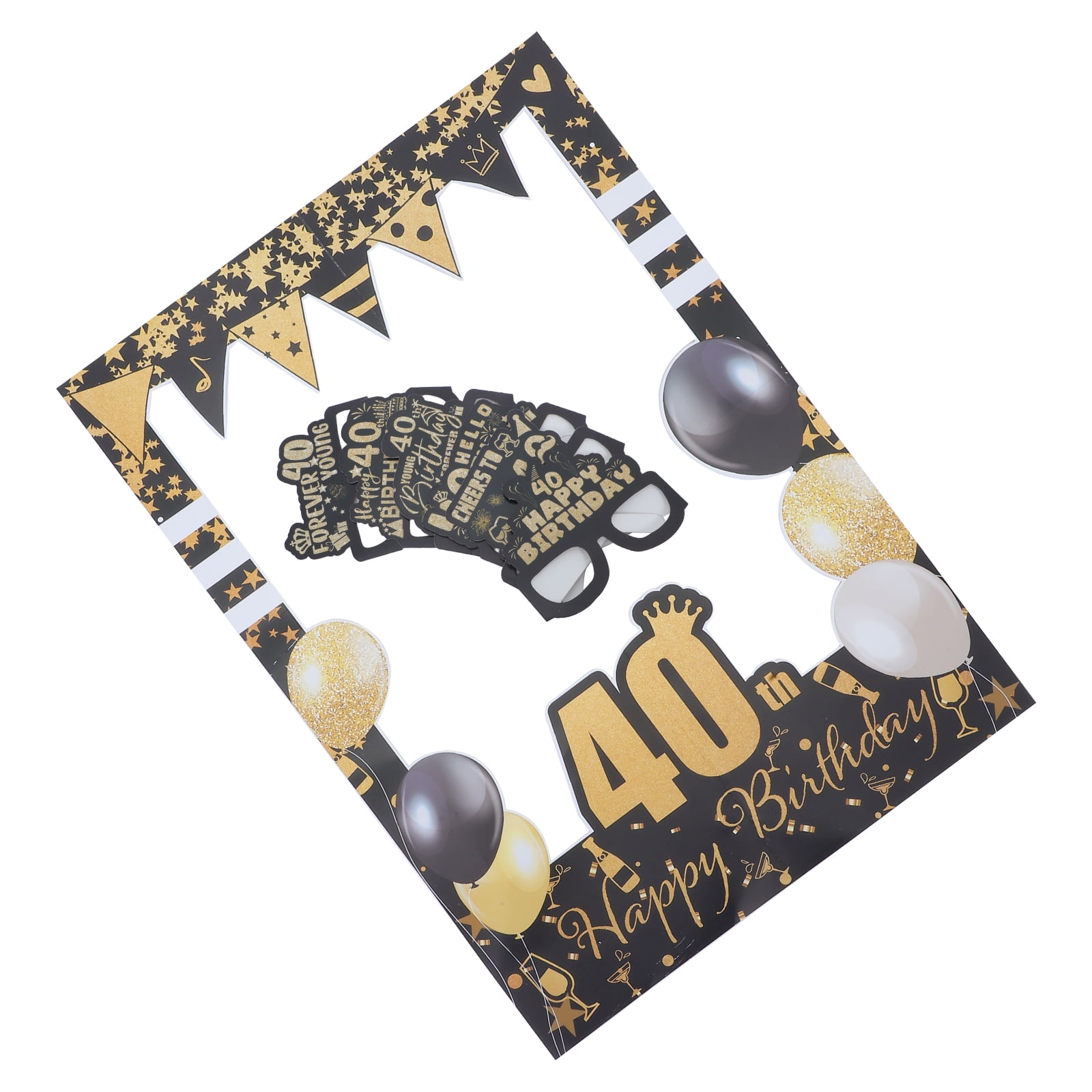 1 Set 40th Birthday Photo Booth Props Happy 40th Birthday Paper Glasses Props Vintage 40th Birthday Decorations for 40th Birthday Party Decorations