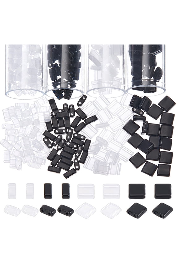 1 Set 440Pcs 4 Styles Opaque Acrylic Slide Charms Square & Rectangle Mixed Color 2.3~5.2x5.2x2mm Hole: 0.8mm