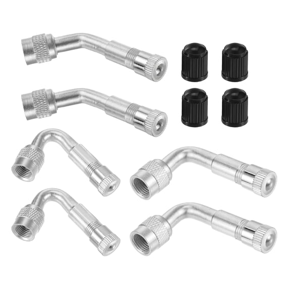 1 Set 45/90/135-Degree Car Tire Valve Stem Extenders Extension Universal for Cars Bicycles Silver Tone