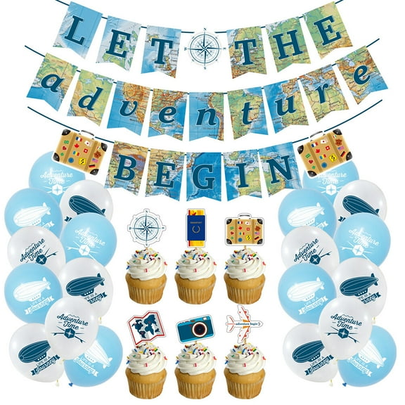Greenadscape Retirement Cake Toppers Blue Latex 1 Set 49 Pcs For Birthday Party