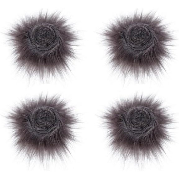 1 Set 4Pcs 150x5cm Shaggy Plush Faux Fur Trim Ribbon Fabric Pre-Cut Artificial Strips Dark Gray Fluffy Fuzzy Cuts Crafts Fur Pieces Gnome Beards for Hair Santa Claus Cosplay Costume
