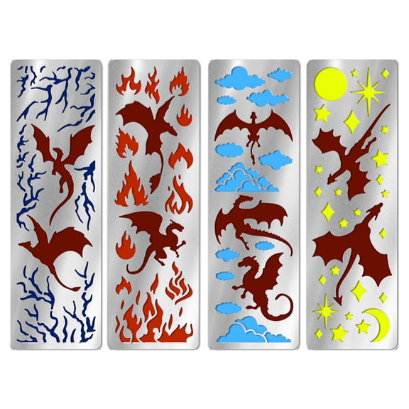 1 Set 4Pcs 201 Stainless Steel Metal Cutting Dies Stencils Decorative Embossing DIY Paper Card Stainless Steel Color Dragon 180x57mm