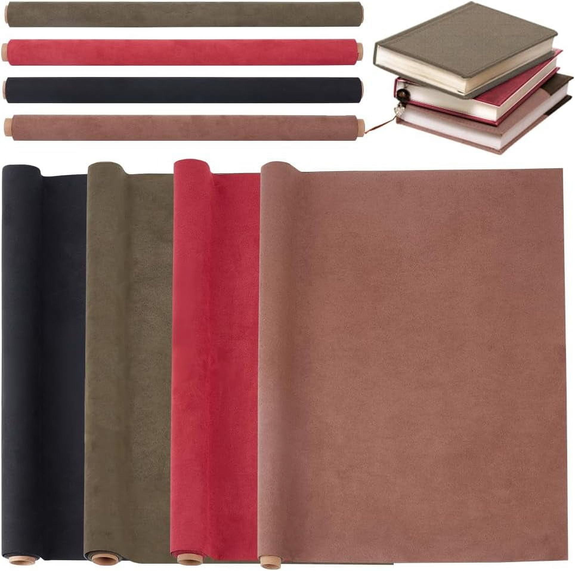1 Set 4Pcs 4 Style DIY Imitation Leather Cloth with Paper Back for Book Binding Velvet Box Making Mixed Color 420~430x1000x0.1mm 1pc/color