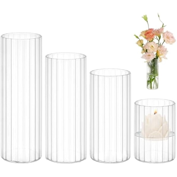 1 Set 4Pcs 4 Styles Glass Cup Column Clear 65x90~200mm 1pc/style