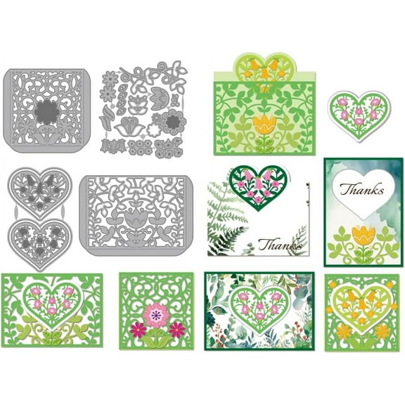 1 Set 4Pcs 4 Styles Heart Theme Carbon Steel Cutting Dies Stencils for DIY Scrapbooking Photo Album Decorative Embossing Paper Card 107~139x87~151x0.8mm 1pc/style