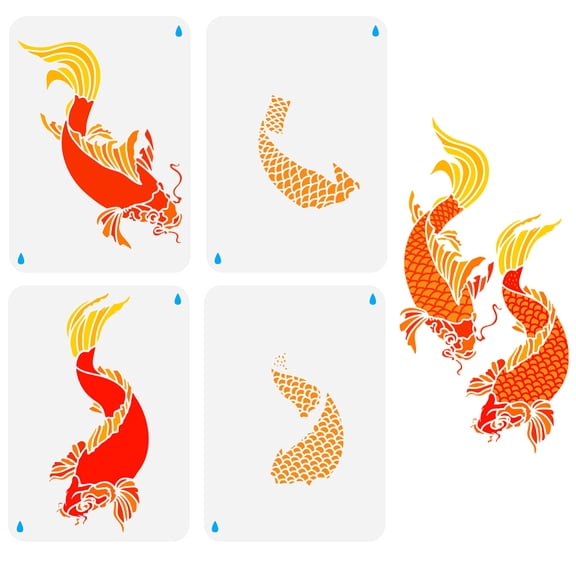 1 Set 4Pcs 4 Styles PET Hollow Out Drawing Painting Stencils for DIY Scrapbook Photo Album Fish 297x210mm 1pc/style DIY