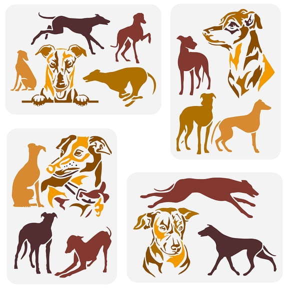 1 Set 4Pcs 4 Styles PET Hollow Out Drawing Painting Stencils for DIY Scrapbook oto Album Dog 297x210mm 1pc/style