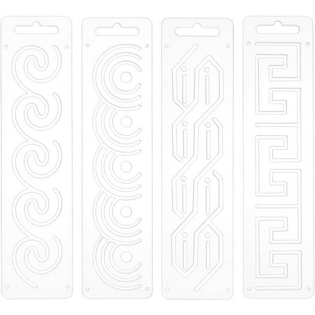 1 Set 4Pcs Acrylic Sashiko Stencil 7.8x2inch Rectangle Traditional Pattern Acrylic Embroidery Tool Drawing Line Template for Hand Quilting and Embroidery 3mm Thick