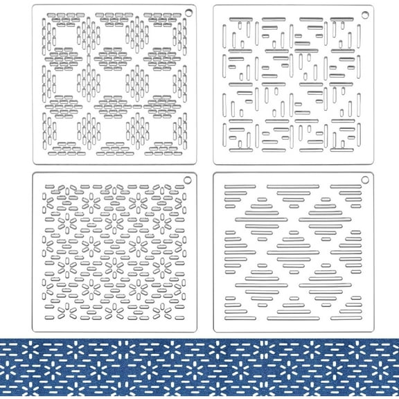 1 Set 4Pcs Acrylic Sashiko Stencil Line Grid Square Embroidery Tool Drawing Line Template for Hand Quilting and Embroidery 3mm Thick