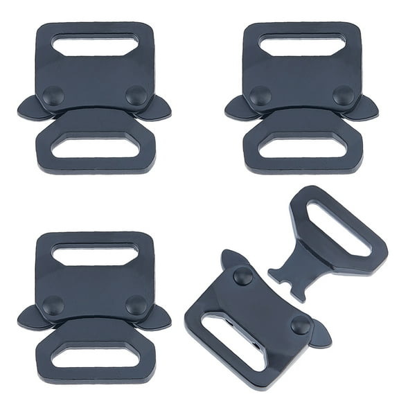 1 Set 4Pcs Alloy Outdoors Cam Buckles Quick Adjust Spring Lock Buckles Non-slip Buckle for Webbing Backpack Black 37x36x8mm Hole: 20x5.5mm
