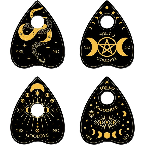 1 Set 4Pcs Planchette for Board Wooden Moon Crystal Holder Mini Crystal Sphere Display Stand Snake Witch Stuff Wiccan Altar Decor Supplies Small Tray for Crystal Ball Stones Witchcraft