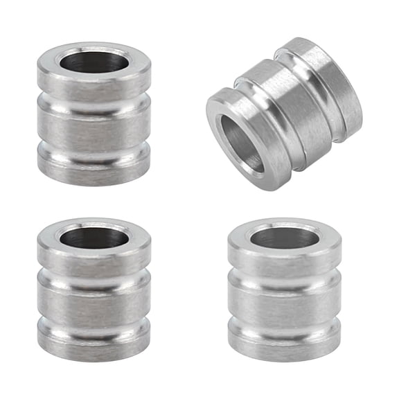 1 Set 4Pcs Titanium Alloy Parachute Rope European Beads Large Hole Beads Grooved Column Platinum 10x10mm Hole: 6mm for DIY