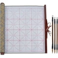 thumbnail image 1 of 1 Set 4pcs No Ink Chinese Calligraphy Practice Set Reusable Water Writing Cloth Scrolls Chinese Traditional Calligraphy Writing Brushes Pens for Beginners Professional Practice 35.9x15.5inch, 1 of 6