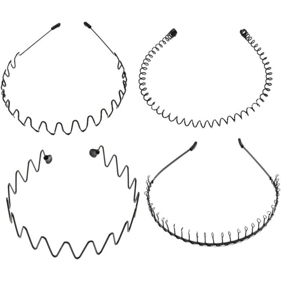 1 Set 4pcs Metal Hairband Hair Ties Hair Ties for Guys Mens Hair Bands Hair Comb Hoop Wave Hair Hoops Men Outdoor Sports Headband Stretchy Men Headdress Teeth Headgear