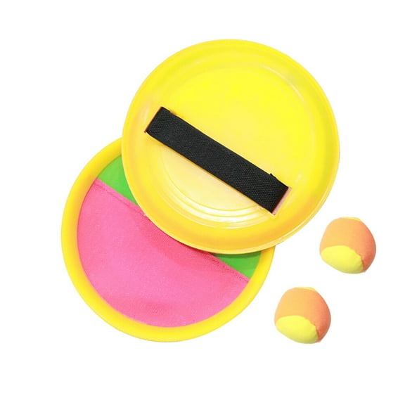 1 Set/4pcs Paddle Tennis Toy Ball Toss and Ball Throw Catch Bat Ball Game Set Parents-children Interactive Props for Home (2 Yellow Catch Board and 2 Random Color Balls)