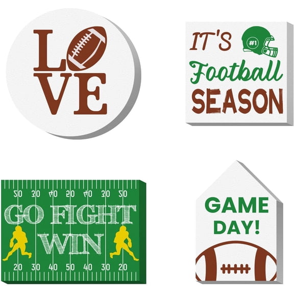 1 Set 4pcs/Set Wood Sign Baseball Theme Tiered Tray Decor Set Self Standing 3D Wood Sign for Craft Projects Signs DIY Projects Square Round Rectangle Polygon 3.9x3.9in