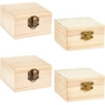 thumbnail image 1 of 1 Set 4pcs Unpainted Pine Wood Box Natural Unpainted Wooden Box with Locking Clasp Handmade Wood Craft Box for Crafts Jewelry Box DIY Home Storage Box, 1 of 6