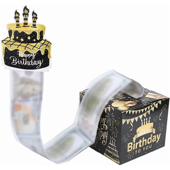 1 Set 5.12"x5.12" Black Surprise Box Cash Gift Holder Birthday Large Cash Paper Case Pull Out Card 30Pcs Transparent Money Tickets Holder Surprise Present Boxes for Party Favor Decorations Black