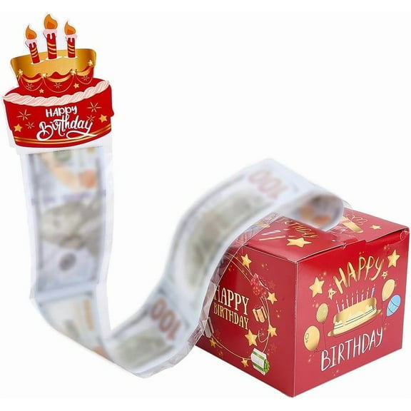1 Set 5.12x5.12 Inch Red Cash Gift Box DIY Surprise Gift Box Large Funny Birthday Case 30pcs Clear Money Holder 1Pcs Happy Birthday Card Kit