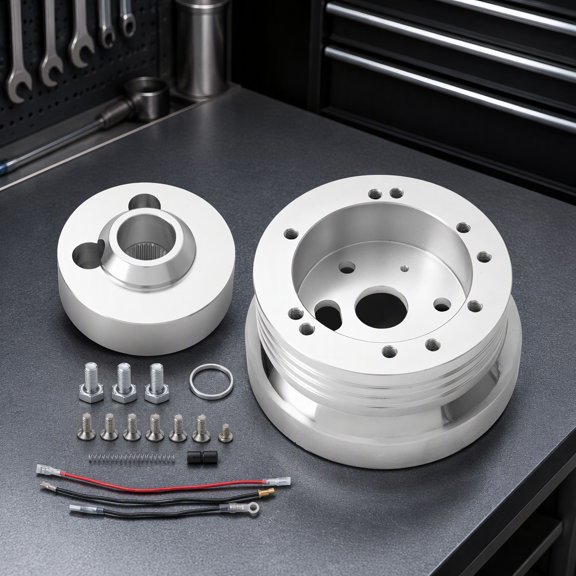 1 Set 5 & 6 Hole Steering Wheel Hub Adapter, Billet Aluminum Alloy, Fits 1969-1994 Vehicles with Non-Telescopic Columns