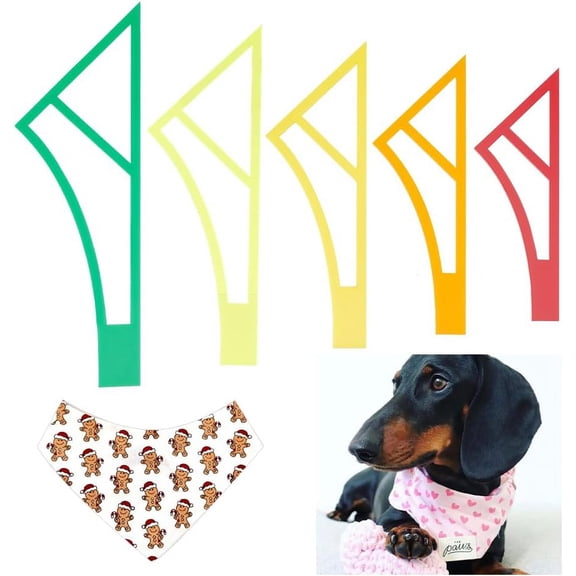 1 Set 5 Pcs 5 Size Dog Bandana Sewing Template Set Small Sewing Rulers Set Acrylic Quilting Template Stencils Set DIY Pet Bib for Small Pet Bandana Templates Rulers - 5Colors