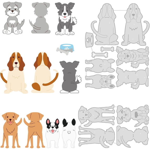 1 Set 5 Sets Animal Dog Metal Die Cuts Mirror Dog Bone Cutting Dies for Card Making DIY Scrapbooking Craft Paper Photo Album Gifts Journal Decorations 2pcs/Set