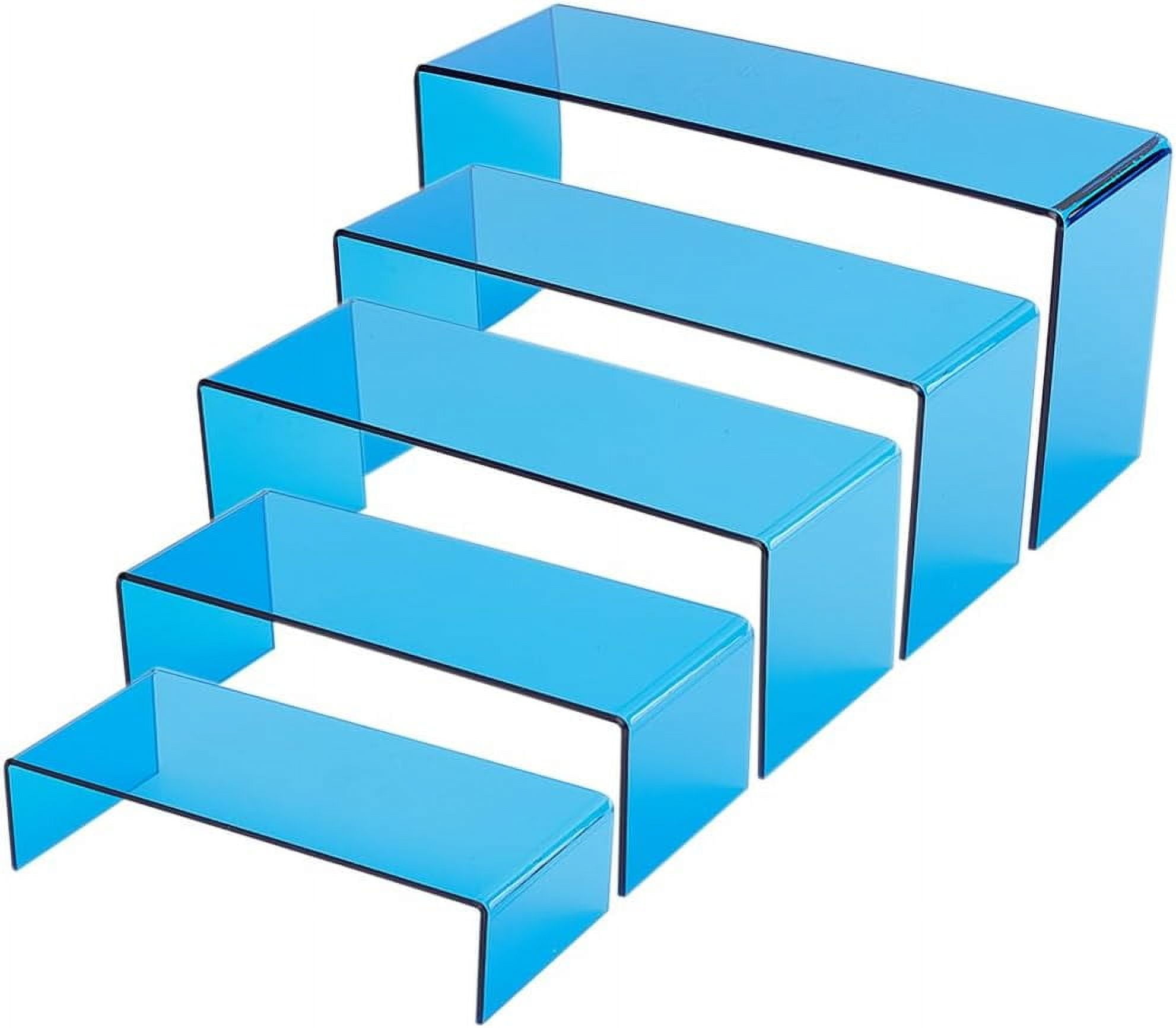 1 Set 5-Tier Acrylic Display Riser Clear Blue Display Stand ...